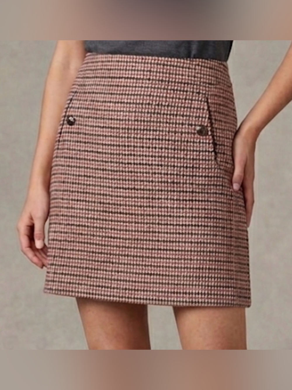 LOFT Tweed Houndstooth Skirt, Size 4